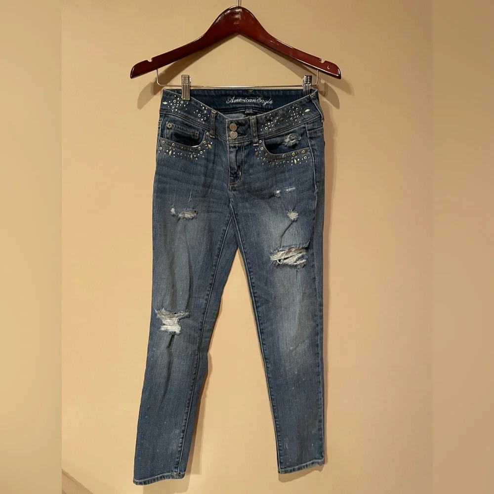 AMERICAN EAGLE - Y2K STUDDED JEANS - Size ) - Picture 8 of 11